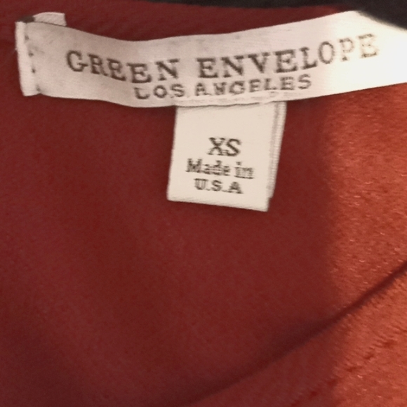 Green Envelope Rust Color Blouse with 3/4 Sleeves in Size XS (Made in USA) - Picture 6 of 6